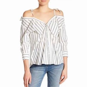 Joie - Alvina Striped Shirt in Porcelain/Black Stripe - Size : S